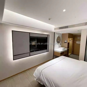 <b>Cheap</b> Modern Hotel Bedroom Furniture Set King Bed with Upholstered Headboard Nightstand TV Cabinet <b>Wardrobe</b> for 3 Star Hotel - Product Image 3