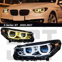 Pour BMW Série 5 GT F07, ensemble de phares à LED, yeux d'ange, halo, DRL, clignotants, lentille de projecteur, phare, 2010-2017, plug and play