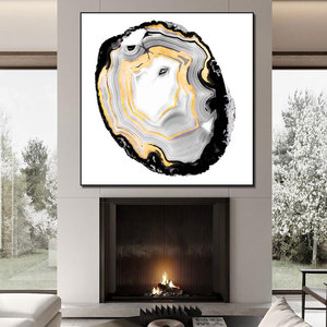 Art mural abstrait nordique en porcelaine cristal Décoration intérieure Peinture acrylique UV avec cadre en métal doré Style déco Design suspendu - Product Image 4