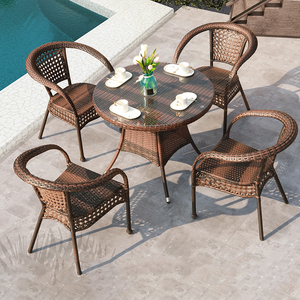 Nhà Máy Trực Tiếp Chất Lượng Cao Ngoài Trời Đồ Nội Thất Sân Vườn Patio Set Nhà Hàng Ghế Mây Ăn Bàn Và Ghế Set - Product Image 2