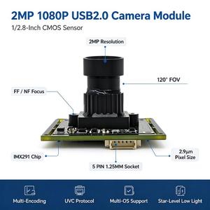 โมดูลกล้อง IMX291 2MP 1080P Starlight USB2.0 120 °   กล้อง FOV สำหรับกลางคืนที่แสงน้อย ภาพสีเต็มรูปแบบ รองรับ OEM ปรับแต่งได้ - Product Image 1
