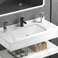 Vasque intégrée en céramique résistante à l'eau moderne, vasque murale, armoire de salle de bain d'hôtel, combinaison de lavabo et de toilettes