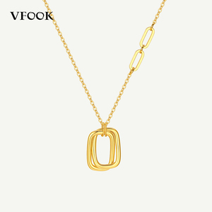 Collana da Donna VFOOK in Oro Puro 24K, Design Geometrico Asimmetrico, Resistente allo Sbiadimento, Gioiello Pieghevole in Oro Liscio - Product Image 1