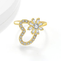 Nouvelle Bague Anti-Anxiété Tendance Plaqué Or 18K en Cuivre avec Cœur Rotatif