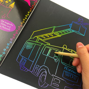 Livre de dessin et de coloriage <span class=keywords><strong>manga</strong></span>, papier à gratter magique arc-en-ciel, livre à gratter fait main pour enfants avec pochoir et autocollant - Product Image 3