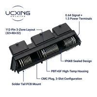 Connecteur PCB automobile 64333-0100 à 112 broches, angle droit 90 degrés, pas de 2,5 à 3,7 mm, 12A/6A 14V, PBT UL94 V-0, contacts en alliage de cuivre