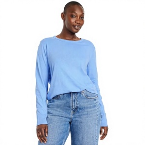 Nouveau T-shirt à manches longues pour femme en mélange de coton, coupe décontractée, vêtements décontractés, fabricant de vêtements en gros OEM, fournisseur d'usine - Product Image 4