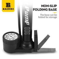 Pompe à air manuelle BAIMEI en acier pour vélo, avec manomètre 160 PSI, haute pression, écologique, étanche et durable, compatible Presta et Schrader