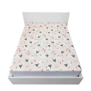 Housse de lit de dessin animé lavable de qualité supérieure, protection de matelas imperméable en coton à imprimé numérique avec bande élastique