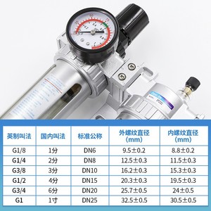 Régulateur de filtre à air Ana.Ze SFC200 double unité avec manomètre d'entrée 1/2 et séparateur huile-eau, filtre cylindrique - Product Image 3