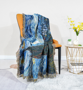 Manta tejida Jacquard de Vincent Van Gogh's <span class=keywords><strong>Star</strong></span> Moon Night 100% poliéster súper suave ropa de cama para todas las estaciones sofá toalla famosa - Product Image 4