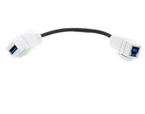 20厘米电缆链接白色USB 3 A-B母F/F尾纤延伸梯形电缆加密狗