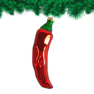 <span class=keywords><strong>Ornement</strong></span> de Noël en verre soufflé en forme de <span class=keywords><strong>piment</strong></span> rouge, décoration de maison amusante et suspendue, écologique - Product Image 1