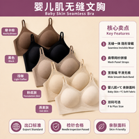 Soutien-gorge sans couture et sans armatures pour adulte, en tissu doux pour la peau, avec détails en maille, dos en U, invisible, à bretelles ajustables en dentelle, motif floral, 5 couleurs F
