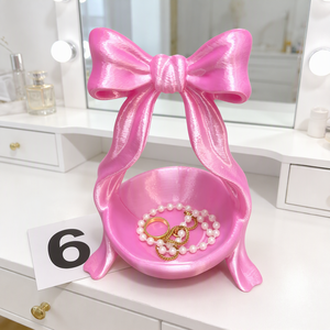 Plateau de rangement de bureau imprimé en 3D en forme de nœud papillon, organisateur de bijoux mignon, support d'accessoires de maquillage, décoration de coiffeuse, cadeau créatif - Product Image 1