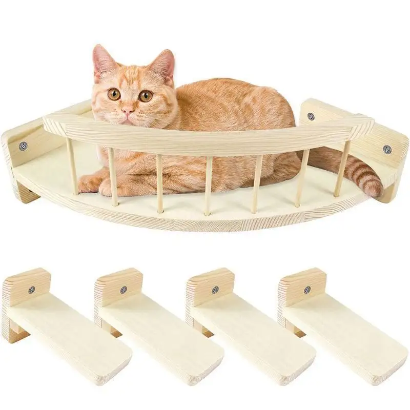 Nuovo Design Cat Play Climbing Cat Tree scaffali scaffali per alberi da parete per gatti assemblati in fibra di bambù con cuscino in cotone CNLF