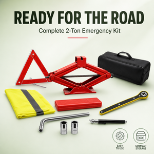 Anliqing Kit de Emergencia para Coche, Gato Hidráulico Portátil de Acero de 2 Toneladas, Elevación de 90-380mm, Triángulo de Seguridad, Chaleco de <span class=keywords><strong>Alta</strong></span> Visibilidad, Llave de Ruedas, Manómetro - Product Image 4