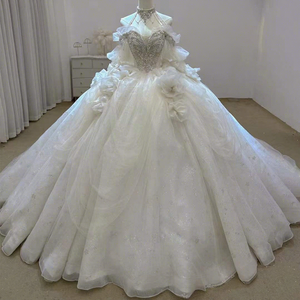 Robes de mariée à col cœur, épaules dénudées, dos lacé, broderie de perles, sequins, fleurs 3D de haute qualité Lsjj89 Jancember - Product Image 1