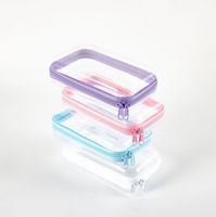 Étui à crayons transparent avec fermeture éclair, pochette en plastique empilable étanche, boîte de rangement de grande capacité pour fournitures scolaires et de bureau