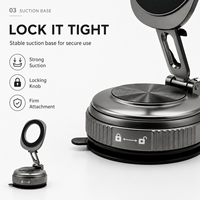 Soporte Magnético para Teléfono de Grado Comercial, Brazo de Aleación, Ventosa Reutilizable, Rotación de 360°, Multifuncional, Certificado RoHS y REACH
