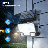 Lámpara Solar de Pared de 144 LED, Exterior, IP65, Impermeable, Sensor de Movimiento PIR Dual, 3 Modos Automáticos, Luz de Jardín