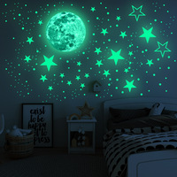 Autocollant fluorescent auto-adhésif lune lumineuse étoile rougeoyante décoration murale chambre d'enfant bricolage autocollant mural créatif