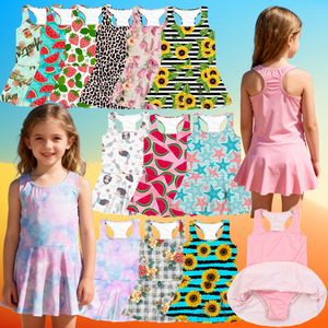 Tùy chỉnh hoa Tank tay áo Một mảnh áo tắm cho cô gái UPF 50 + Tắm ăn mặc với khiêm tốn váy cho bãi biển sử dụng 0-6 năm - Product Image 1