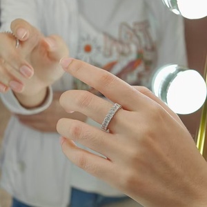 Qinglong Jewelry Special <b>Couple</b> Gifts Lab Diamond 14k/18k Gold Emerald Cut Rhodium Plated IGI Certified Wedding Eternity <b>Rings</b> - Product Image 3
