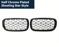Pour BMW X5 F15 14-16 Grille de pare-chocs avant chromée noire brillante style Shooting Star, garniture de remplacement pour calandre avant