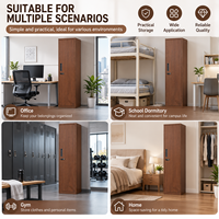 Casier en acier à porte simple effet bois avec serrure à code, couleur personnalisable, à poser au sol, armoire de rangement simple pour petit bureau