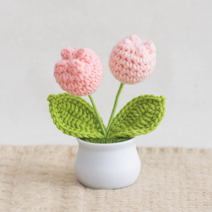 Fiori all'uncinetto fatti a mano Non Ti Scordar <span class=keywords><strong>di</strong></span> <span class=keywords><strong>Me</strong></span> in vaso, decorazione carina per scrivania, casa, ufficio, auto - Product Image 5