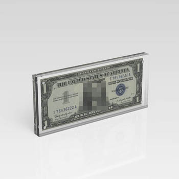 Présentoir à Billets Acrylique Transparent - 18.5x8.8cm - Pour Collection Devises, Photos, Timbres - Base Incluse