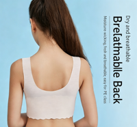 Soutien-gorge d'entraînement sans couture doux pour adolescentes, bretelles larges, motif ours de dessin animé, coussinets intégrés, confort optimal