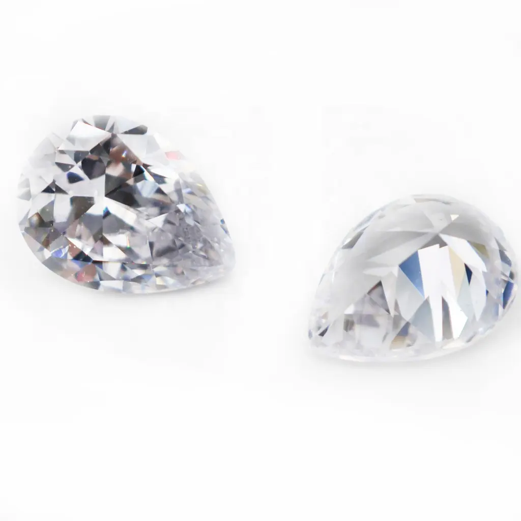 BaiFu jewelry synthetic 5A zircon gemstone pear cut white cubic zirconia stones