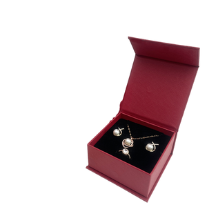 Boîte cadeau à bijoux rouge, boîte de présentation pour bagues, boucles d'oreilles, colliers, doublée de velours, pour emballage de parures de mariée - Product Image 4
