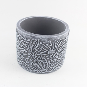Macetas Minimalistas de Forma Redonda con Soporte, Macetas de Cemento y Hormigón, Estilo Relieve, Agricultura Urbana - Product Image 1