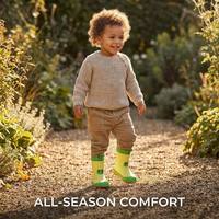 Bottes de pluie pour enfants en néoprène, motif grenouille de dessin animé mignon, mi-mollet, toutes saisons, imperméables, avec poignée de traction, design personnalisé