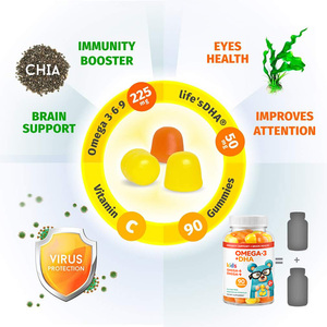 Gummies Oméga <span class=keywords><strong>3</strong></span>-6-9+DHA pour Enfants avec <span class=keywords><strong>Huile</strong></span> <span class=keywords><strong>de</strong></span> Chia et Algues pour Enfants <span class=keywords><strong>de</strong></span> 2 ans et plus et Adultes, 90 Comprimés, Végétarien, pour le Soutien du Cerveau et <span class=keywords><strong>de</strong></span> l'Immunité - Product Image 2