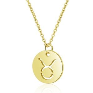 Collier unisexe en bambou avec chaîne simple et courte, polyvalent, personnalisé, sportif, en alliage, avec 12 constellations, style européen et américain - Product Image 5
