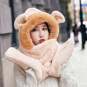 Écharpe d'épaississement de capuche pour femmes, écharpe de poche, chapeaux d'hiver à capuche, 3 pièces pour filles - Product Image 5