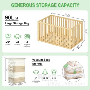 <b>Bamboo</b> Storage Basket Rectangle Eco-Friendly Solid Wood Neatening Storage Bedroom Living Room Toy Bed <b>Sheet</b> Organizer - Product Image 4