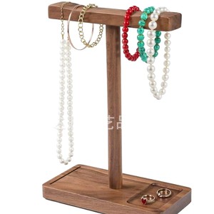 Wooden <b>Desktop</b> Jewelry Rack Solid <b>Wood</b> Necklace Holder With Ring Tray For Necklaces Bracelets Earrings Storage Display Stand - Product Image 1