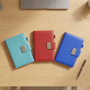 Elegante Organizador de Piel Sintética, Agenda con Tapa Dura, Opciones de Color Azul, Rojo y Verde Azulado, Cuaderno Encuadernado en Piel Sintética de Diseño Elegante - Product Image 4