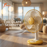 Ventilateur de table moderne de 16 pouces avec 3 vitesses, ventilateur de refroidissement silencieux et élégant jaune et blanc pour salon, chambre à coucher, bureau
