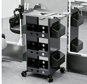 Chariot de Salon de Beauté et Coiffure de Luxe Doré avec Tiroirs, Tabouret de Coiffure, Mobilier Métallique - Product Image 2