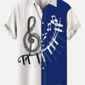 Maglia da uomo con stampa a maniche corte con elemento musicale alla moda stile <span class=keywords><strong>Rock</strong></span> Casual Top - Product Image 1