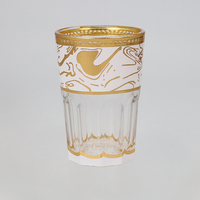 Ensemble de 12 verres à thé turcs en verre marocain de luxe noir et blanc avec décalcomanie, 6 oz