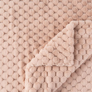 Nhà cung cấp chăn lông giả mềm mại siêu sang trọng, màu trơn, dày, nhuộm chàm kiểu Hàn Quốc, chất liệu lông minky nhăn, chăn lông giả gợn sóng - Product Image 5