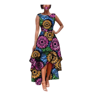 Robe de mariée africaine Dashiki pour femme, accessoires de photographie, robe de soirée Y2K sexy asymétrique, élégante, imprimée, en coton respirant pour l'été - Product Image 1