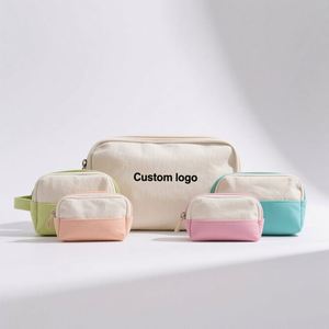 Large Capacity Eco-Friendly Canvas Cosmetic <b>Bag</b> with Zipper Closure Soft Handle Durable & Portable for Travel-Custom Logo Option - Product Image 1
